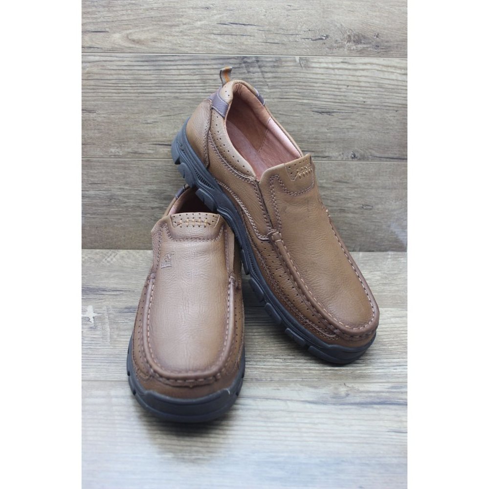 Camel Crown men's khaki leather comfort walking loafers slip‎ on shoes 13